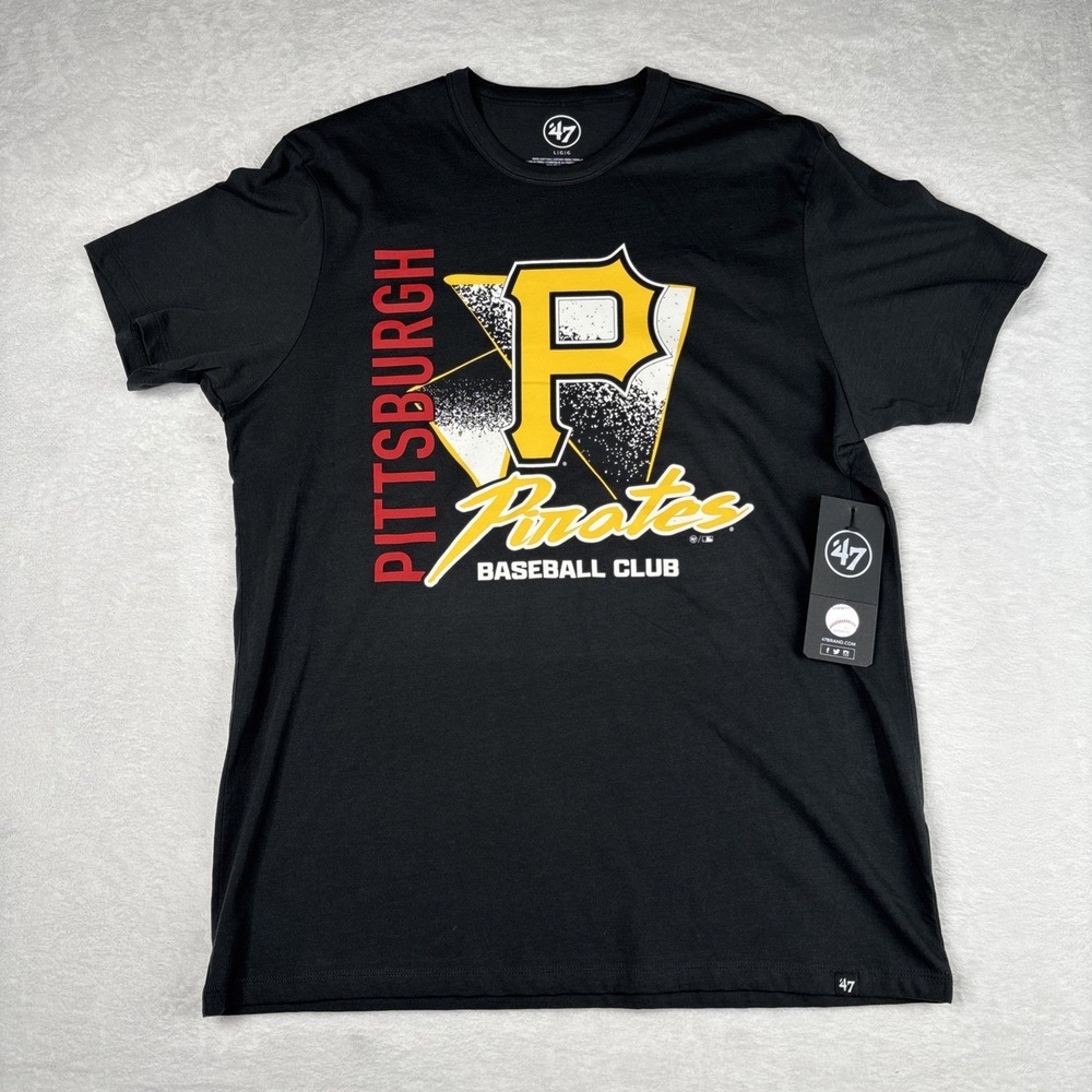 NEW '47 Brand MLB Pittsburgh Pirates Baseball Club T-Shirt Black Large
